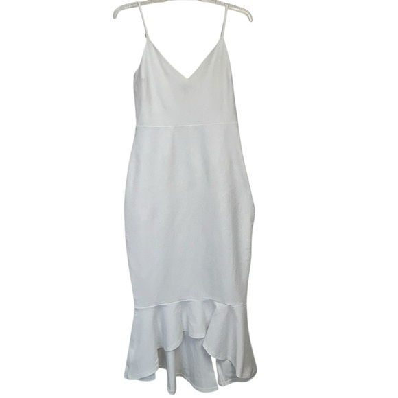Lulus Stun Like Me White Bodycon Trumpet Hem Midi Dress M - Picture 6 of 12